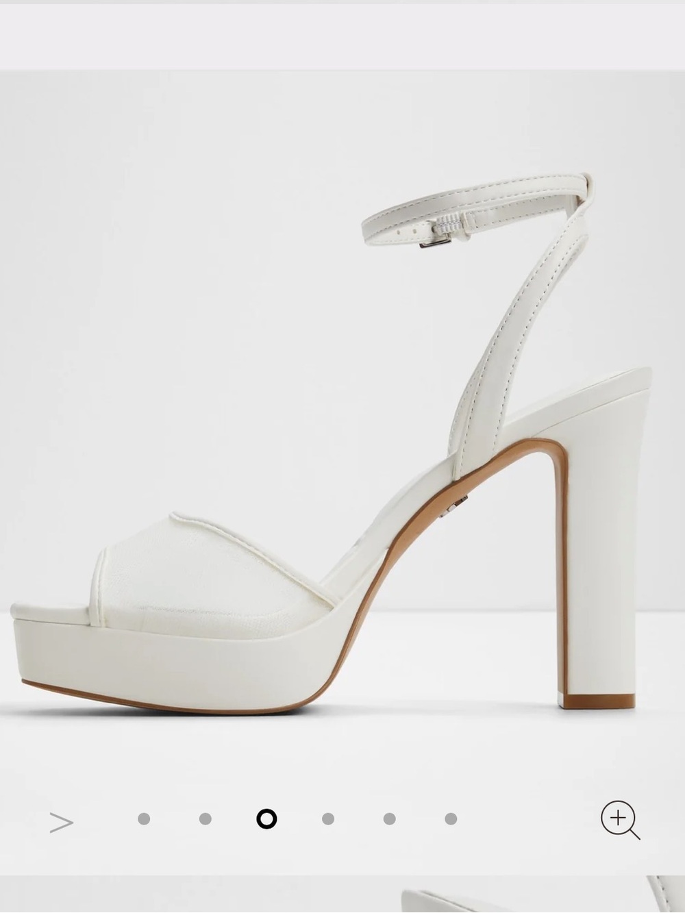 Aldo Chicglimmer White Platform Strappy Mesh Block Heel Bridal Sandals - Size 9 - Picture 4 of 14